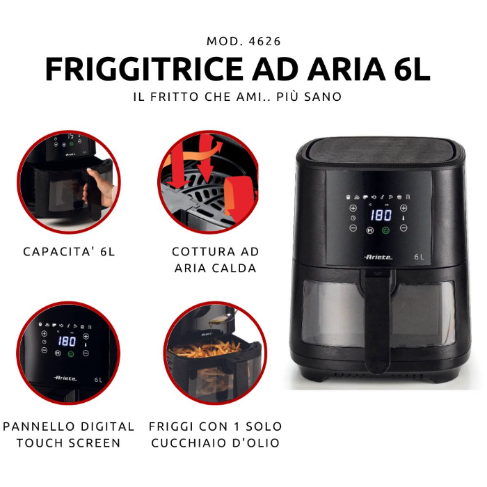 سرخ کن آریته تحت لیسانس ایتالیا مدل 4626 اAriete 4626 air fryer